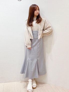 「マーメイド」｜「アイテム（トレンチコート）」を使った、あーちゃん。さん（レディース・156cm）の春コーディネート