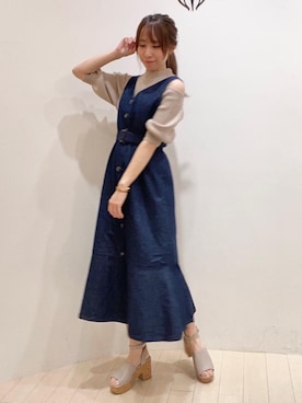 「でにむ」｜「アイテム（ジャンパースカート）」を使った、あーちゃん。さん（レディース・156cm）の春コーディネート