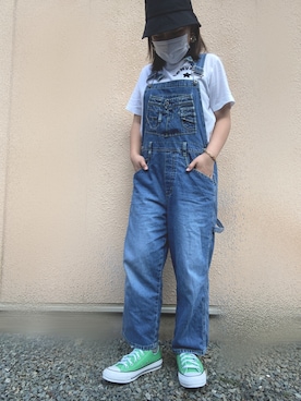 「チャックテイラー」｜「アイテム（オールインワン・サロペット）」を使った、yuaさん（レディース・151cm）の夏コーディネート