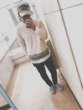 「VANS（バンズ）のVANS ヴァンズ SLIP-ON PRO クラシックスリッポン プロ VN00097MJ6J 16SP（スニーカー、ホワイト系）」を使った、あくつ。さん（メンズ・165cm）の冬コーディネート