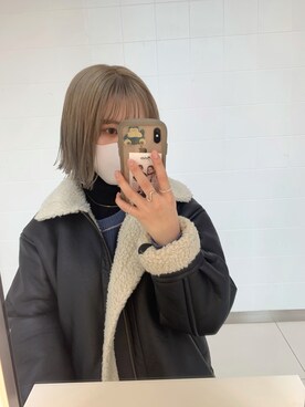 「インスタグラム」｜「アイテム（ブルゾン）」を使った、hacoさん（レディース・154cm）の冬コーディネート