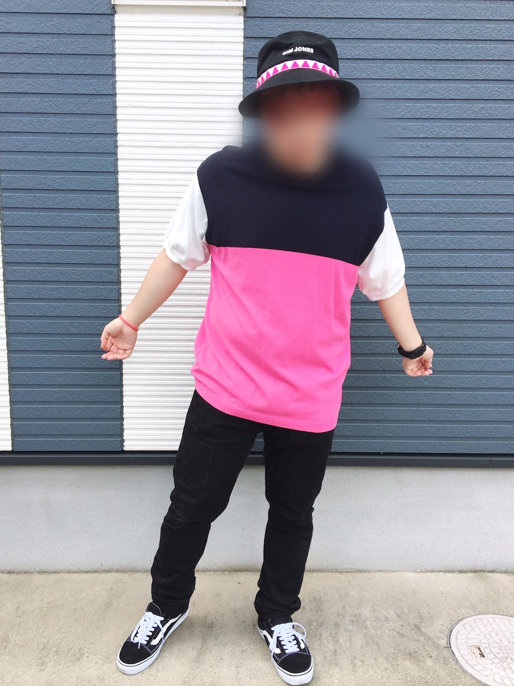 「初心者、今日のコーデ、休日スタイル、いいね、save、フォローお願いします🤑」｜「GUのアイテム（Tシャツ/カットソー、ピンク系）」を使った、コータさん（メンズ・163cm）の夏コーディネートの1枚目の写真