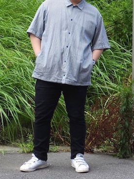 「アイテム（デニムジャケット、シルバー系）」を使った、コータさん（メンズ・163cm）の夏コーディネート
