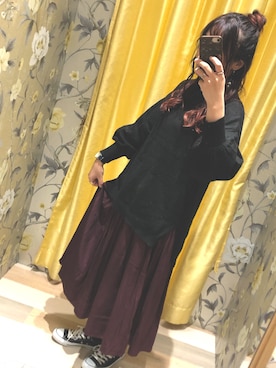 「earth music&ecology（アースミュージックアンドエコロジー）のアイテム（ニット/セーター）」を使った、ほりこさん（レディース・165cm）の秋コーディネート