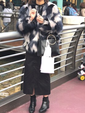 「JEANASIS（ジーナシス）のアイテム（ブーティ）」を使った、Yumi Yamasakiさん（レディース・165cm）の冬コーディネート