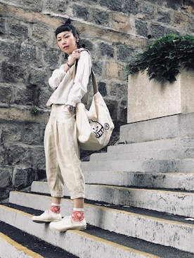 「KAPITAL（キャピタル）のアイテム（その他アウター）」を使った、i_am_ah_mic  🇭🇰さん（レディース・168cm）の春コーディネート