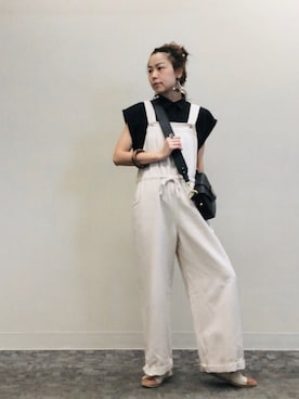 「CLANE（クラネ）のアイテム（サロペット/オーバーオール）」を使った、i_am_ah_mic  🇭🇰さん（レディース・168cm）の春コーディネート