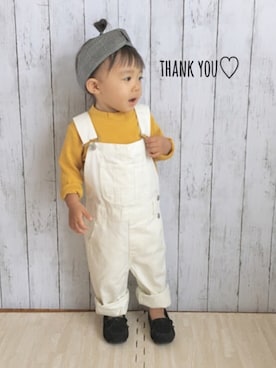 「グレンチェック」｜「アイテム（オールインワン・サロペット）」を使った、rei♡さん（キッズ・80cm）の秋コーディネート