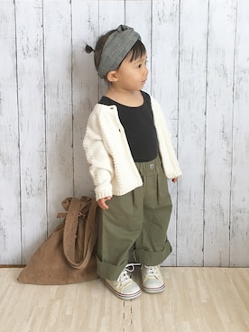 「カーキパンツ」｜rei♡さん（キッズ・80cm）の秋コーディネート