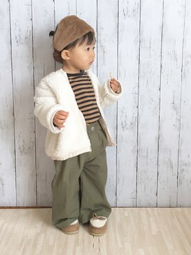 「MIKI HOUSE（ミキハウス）のアイテム（ブルゾン）」を使った、rei♡さん（キッズ・80cm）の秋コーディネート