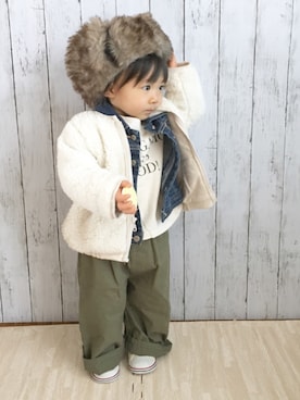 「MIKI HOUSE（ミキハウス）のアイテム（ブルゾン）」を使った、rei♡さん（キッズ・80cm）の冬コーディネート