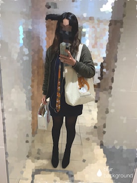 「Maison Kitsune（メゾンキツネ）のアイテム（トートバッグ、ベージュ系）」を使った、た∠REUNIONさん（レディース・165cm）の冬コーディネート