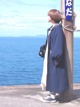 「アイテム（ステンカラーコート）」を使った、＊＊MAHO＊＊さん（レディース・147cm・20代）の春コーディネート