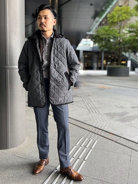 「LAVENHAM」｜「アイテム（ジャケット/アウター）」を使った、細川さん（メンズ・171cm）の秋コーディネート