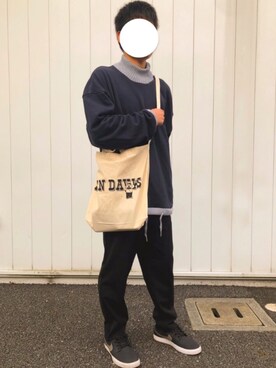 「BEN DAVIS（ベンデイビス）のアイテム（トートバッグ）」を使った、ゆーやさん（メンズ・162cm）の冬コーディネート