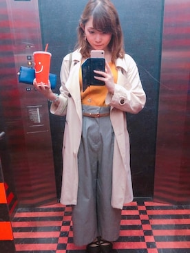 「マスタード」｜「アイテム（トレンチコート）」を使った、Stephanieさん（レディース・163cm）の秋コーディネート
