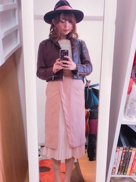 「dazzlin（ダズリン）のアイテム（ライダースジャケット）」を使った、Stephanieさん（レディース・163cm）の秋コーディネート