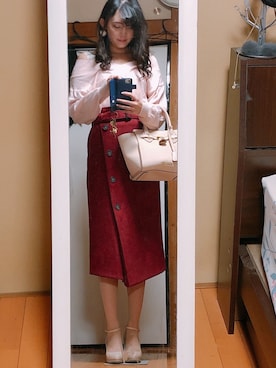 「赤」｜「アイテム（タンクトップ）」を使った、Stephanieさん（レディース・163cm）の秋コーディネート
