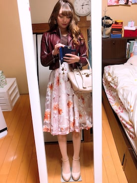 「dazzlin（ダズリン）のアイテム（ライダースジャケット）」を使った、Stephanieさん（レディース・163cm）の春コーディネート