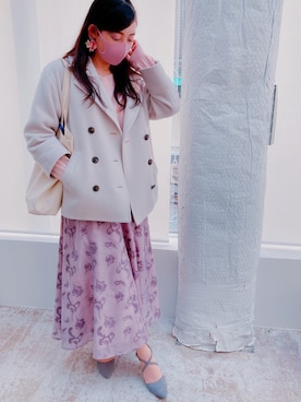 「31 Sons de mode（トランテアン　ソン　ドゥ　モード）のアイテム（ピーコート）」を使った、Stephanieさん（レディース・163cm）の冬コーディネート