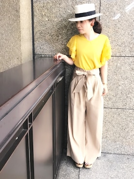 「KATHARINE ROSS（キャサリンロス）のアイテム（帽子）」を使った、norikoさん（レディース・152cm）の春コーディネート