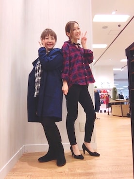 「アイテム（アンサンブル、レッド系）」を使った、M@さん（レディース・154cm）の秋コーディネート