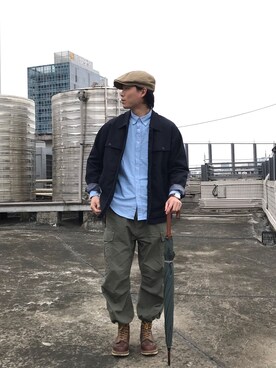 「SEAGULL SHIP（シーガルシップ）のアイテム」を使った、川林鹿野さん（メンズ・169cm）の春コーディネート