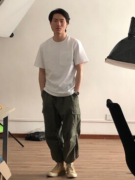 「工装」｜川林鹿野さん（メンズ・169cm）の春コーディネート