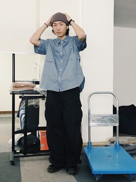 「日系极简」｜「アイテム（ブーツ）」を使った、川林鹿野さん（メンズ・170cm）の秋コーディネート