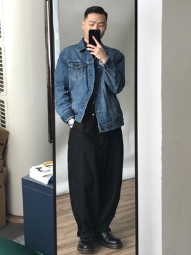 「日系极简」｜「アイテム（ブーツ）」を使った、川林鹿野さん（メンズ・170cm）の冬コーディネート