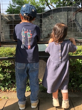 「グラニフ」｜「アイテム（ワンピース/ドレス）」を使った、7◡̈さん（キッズ・110cm）の夏コーディネート