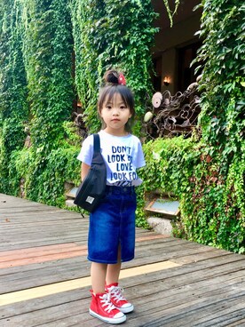 「travel」｜「アイテム（スカート）」を使った、Abby  さん（キッズ・100cm）の秋コーディネート