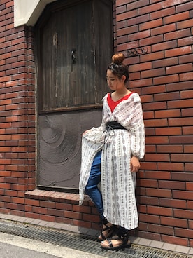 「OZOC（オゾック）のアイテム（シャツワンピース）」を使った、nanamさん（レディース・153cm）の夏コーディネート