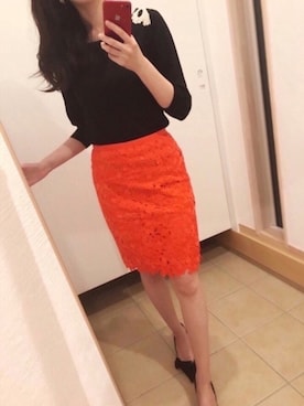 「オレンジスカート」｜sakuraさん（レディース・166cm）の春コーディネート