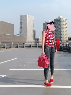 「Alphabets alphabet（アルファベッツアルファベット）のアイテム（スリッポン）」を使った、sakuraさん（レディース・166cm）の夏コーディネート