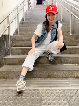 「NIKE（ナイキ）のアイテム（シューズ、ホワイト系）」を使った、L͙i̶n⃗da͛ さん（レディース）の秋コーディネート