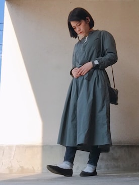 「スプリングSENSEOFPLACE」｜「アイテム（シャツワンピース）」を使った、saaaeさん（レディース・158cm）の春コーディネート