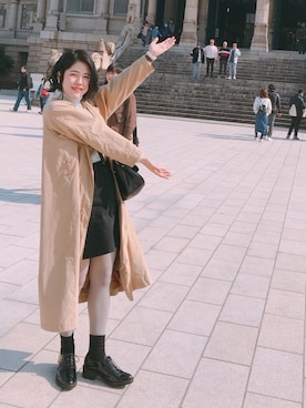 「SEVENDAYS=SUNDAY（セブンデイズサンデイ）のアイテム（ステンカラーコート）」を使った、saaaeさん（レディース・158cm）の春コーディネート