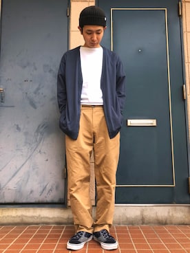 「ADER error（アーダーエラー）のアイテム（チノパンツ）」を使った、wataruさん（メンズ・165cm）の春コーディネート
