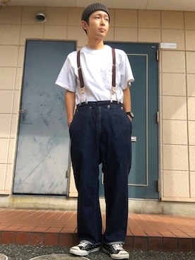 「アイテム（サスペンダー）」を使った、wataruさん（メンズ・165cm）の秋コーディネート