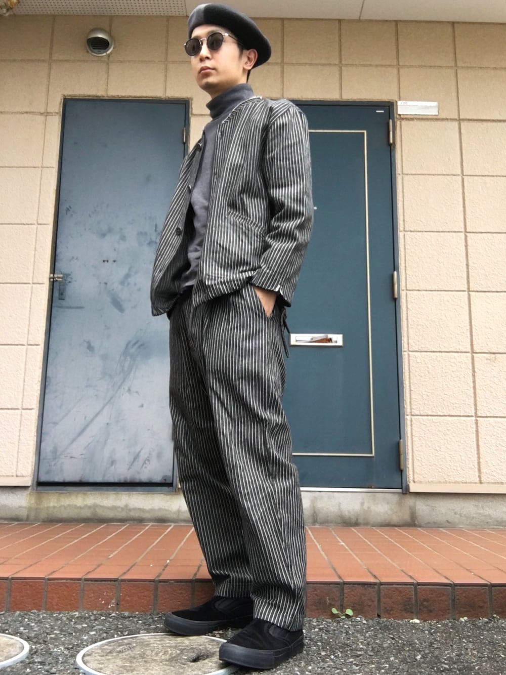 BUENA VISTA ブエナビスタ Basque Beret 13.5 ブラック×グレイ