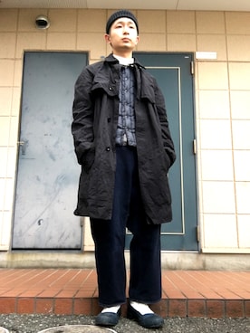 「ダウンベスト」｜「アイテム（ステンカラーコート）」を使った、wataruさん（メンズ・165cm）の冬コーディネート