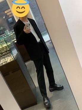 「Maison Margiela（メゾンマルジェラ）のアイテム（ノーカラージャケット、ブラック系）」を使った、インスタもやってるざわわわわわわわわさん（メンズ・173cm）の秋コーディネート