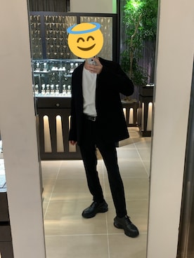 「Maison Margiela（メゾンマルジェラ）のアイテム（ノーカラージャケット、ブラック系）」を使った、インスタもやってるざわわわわわわわわさん（メンズ・173cm）の秋コーディネート