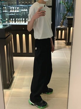 「Maison Margiela（メゾンマルジェラ）のアイテム（パンツ、ブラック系）」を使った、インスタもやってるざわわわわわわわわさん（メンズ・173cm）の春コーディネート