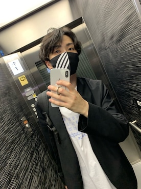 「黒ジャケット」｜「アイテム（ノーカラージャケット）」を使った、インスタもやってるざわわわわわわわわさん（メンズ・173cm）の夏コーディネート