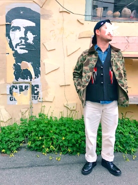 「POINTER BRAND（ポインターブランド）のアイテム（パンツ）」を使った、⚡︎ssy⚡︎yama⚡︎さん（メンズ・165cm）の春コーディネート