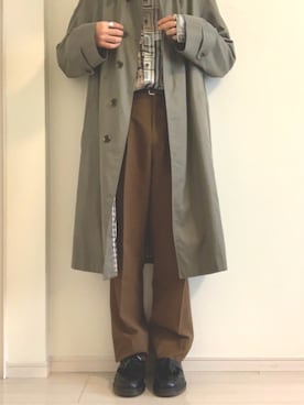 「アイテム（ステンカラーコート）」を使った、オムさん（メンズ・177cm・20代）の夏コーディネート