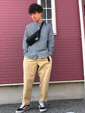 「GLOBAL WORK（グローバルワーク）のアイテム（ポーチ）」を使った、けいすけさん（メンズ・170cm）の春コーディネート