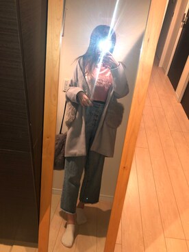 「H&M（エイチ・アンド・エム）のアイテム（ニット/セーター、ピンク系）」を使った、Sanamiiii!!!!さん（レディース・171cm）の春コーディネート